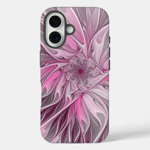 Coques iPhone 16 Rêve de fleur rose fractal, Motif d'Imaginaire flo
