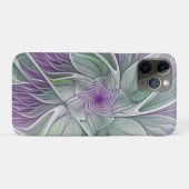 Coques Case-Mate iPhone Rêve de fleurs, Abstrait violet vert Fractal Art (Dos (Horizontal))