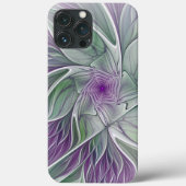 Coques Case-Mate iPhone Rêve de fleurs, Abstrait violet vert Fractal Art (Verso)