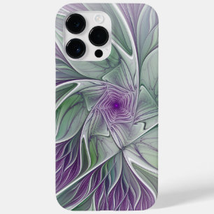 Coque Pour Pour iPhone 14 Pro Max Rêve de fleurs, Abstrait violet vert Fractal Art