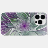 Coques Case-Mate iPhone Rêve de fleurs, Abstrait violet vert Fractal Art (Verso (horizontal))