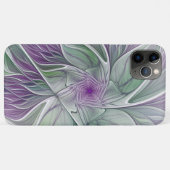 Coques Case-Mate iPhone Rêve de fleurs, Abstrait violet vert Fractal Art (Dos (Horizontal))