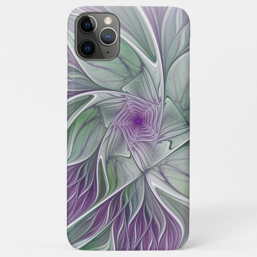 Coques Case-Mate iPhone Rêve de fleurs, Abstrait violet vert Fractal Art (Dos)