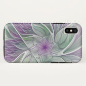 Coques Case-Mate iPhone Rêve de fleurs, Abstrait violet vert Fractal Art (Dos (Horizontal))