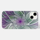 Coques Case-Mate iPhone Rêve de fleurs, Abstrait violet vert Fractal Art (Verso (horizontal))