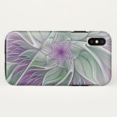 Coques Case-Mate iPhone Rêve de fleurs, Abstrait violet vert Fractal Art (Dos (Horizontal))