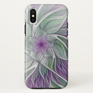 Case-Mate iPhone Case Rêve de fleurs, Abstrait violet vert Fractal Art