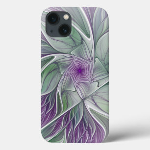 Case-Mate iPhone Case Rêve de fleurs, Abstrait violet vert Fractal Art