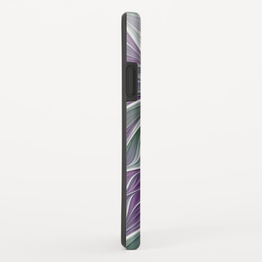 Coques Case-Mate iPhone Rêve de fleurs, Abstrait violet vert Fractal Art (Dos/Droite)