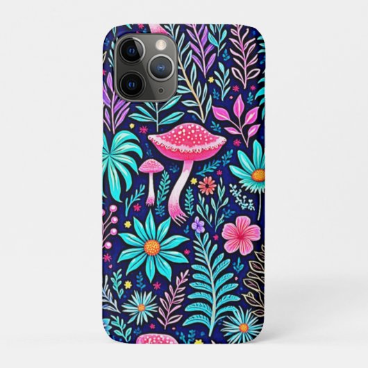 Coques Case-Mate iPhone Rêve de forêt de champignons psychédélique néon (Dos)