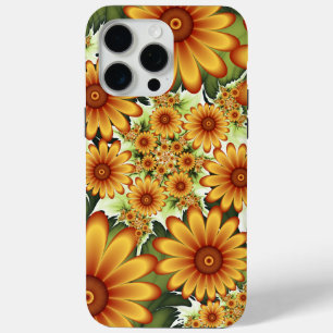 Coque iPhone 15 Pro Max Rêve Floral, Art Fractal Moderne Abstrait Fleur
