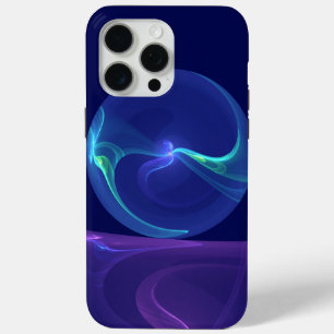 Coque iPhone 15 Pro Max Rêve Violet Bleu Lumineux Art Fractal Abstrait