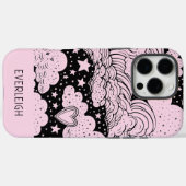 Coques Case-Mate iPhone Rêves célestes Doodles rose noir (Verso (horizontal))