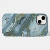 Coques Case-Mate iPhone Revêtement de marbre de pierre bleue (Verso (horizontal))
