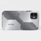 Coques Case-Mate iPhone Revêtement en métal gris Motif en métal géométriqu (Dos (Horizontal))