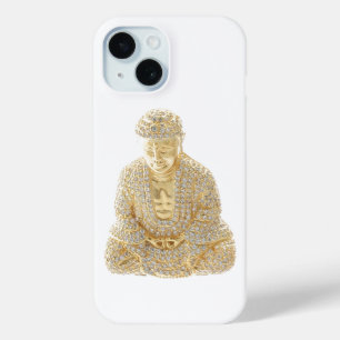 Coque Pour iPhone 15 Rhinestone Bouddha Or