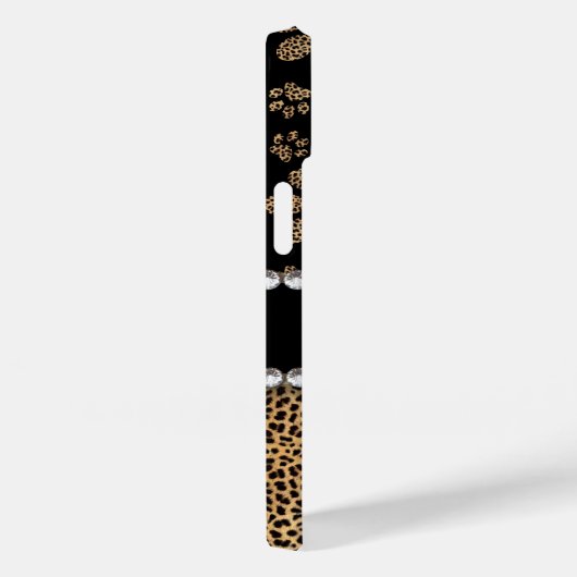Coques Case-Mate iPhone Rhinestone des Empreintes de pattes léopard (Verso / Droite)