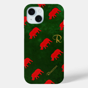 Coque Pour iPhone 15 rhinocéros mignons motif