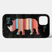 Coques Case-Mate iPhone Rhinocéros rayés monogrammes (Verso (horizontal))