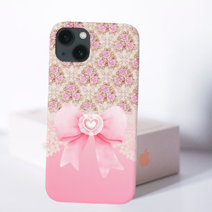 Case-Mate iPhone Case Ribbon et dentelle Rose rose Fille Vintage