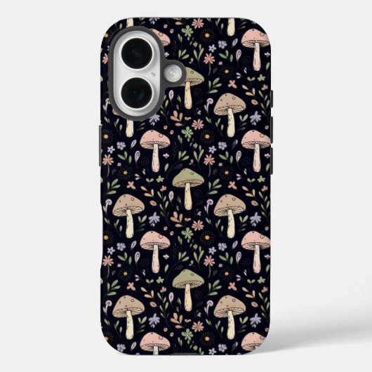Coques Case-Mate iPhone Rich Dark Fungi Seamless Pattern Goblincore (Verso)