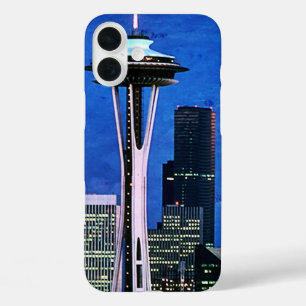 Coques iPhone 16 Plus Rideau de douche Blue Seattle Skyline