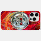 Coques Case-Mate iPhone RIDEAUX DE JUMEAUX, Frottes Fractales Rouges Jaune (Verso (horizontal))