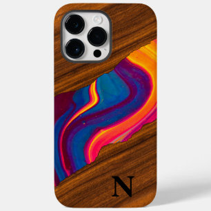 Coque Pour Pour iPhone 14 Pro Max Rivière couleur vibrante du bois