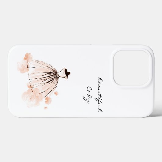 Coques Case-Mate iPhone robe de fleurs modernes rose vif (Verso (horizontal))