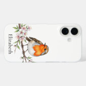 Coques Case-Mate iPhone Robin Bird sur la fleur Branche mignon Oiseau Pers (Verso (horizontal))