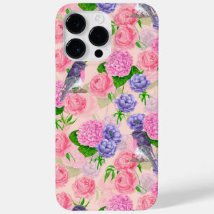 Coque Pour Pour iPhone 14 Pro Max Robin et fleurs, motif aquarelle