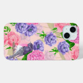 Coques Case-Mate iPhone Robin et fleurs, motif aquarelle (Verso (horizontal))
