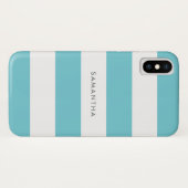 Coques Case-Mate iPhone Robin Oeuf Bleu Rugby rayures avec nom (Dos (Horizontal))