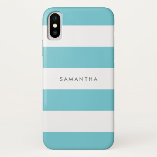 Coques Case-Mate iPhone Robin Oeuf Bleu Rugby rayures avec nom (Dos)