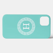 Coques Case-Mate iPhone Robin Oeuf Wht Grille Grecque Cadre Rnd Initial Mo (Verso (horizontal))