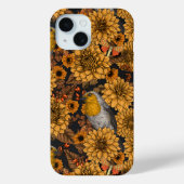 Coques Case-Mate iPhone Robins dans le jardin d'automne sur noir (Verso)