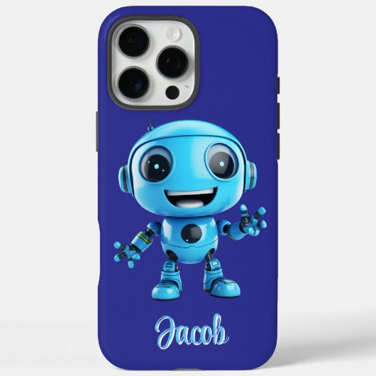 Coques Case-Mate iPhone Robot bleu personnalisable pour enfants (Verso)