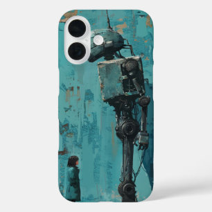 Coques iPhone 16 Robot rétro avec fille