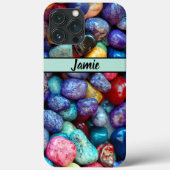 Coques Case-Mate iPhone Roches polis colorées avec nom (Verso)