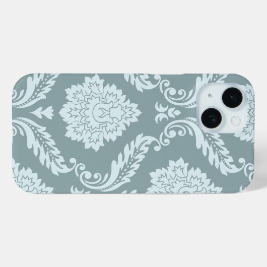 Coques Case-Mate iPhone Rococo Damask Art I Duck Egg Blue+Teal (Verso (horizontal))