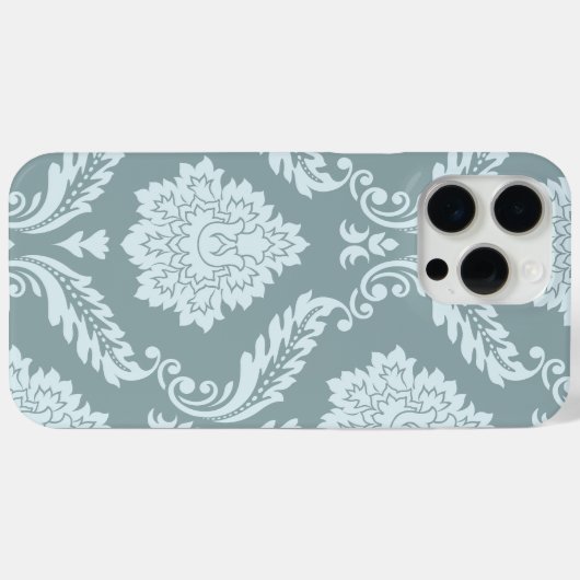 Coques Case-Mate iPhone Rococo Damask Art I Duck Egg Blue+Teal (Verso (horizontal))