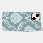 Coques Case-Mate iPhone Rococo Damask Art I Duck Egg Blue+Teal (Verso (horizontal))