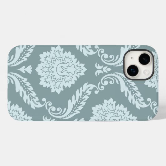 Coques Case-Mate iPhone Rococo Damask Art I Duck Egg Blue+Teal (Verso (horizontal))