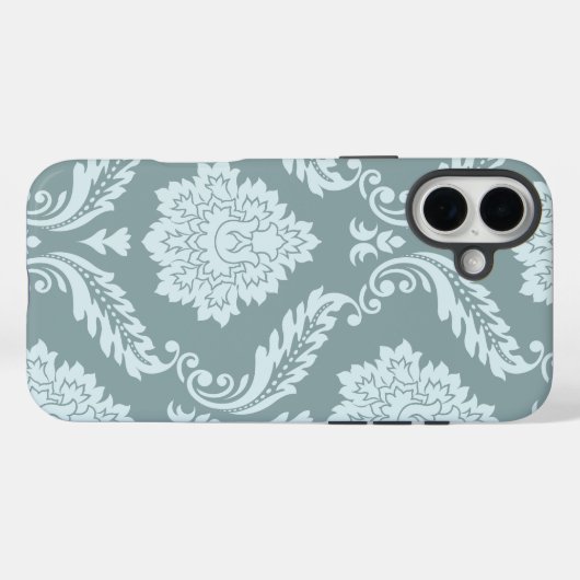 Coques Case-Mate iPhone Rococo Damask Art I Duck Egg Blue+Teal (Verso (horizontal))