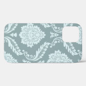 Coques Case-Mate iPhone Rococo Damask Art I Duck Egg Blue+Teal (Verso (horizontal))