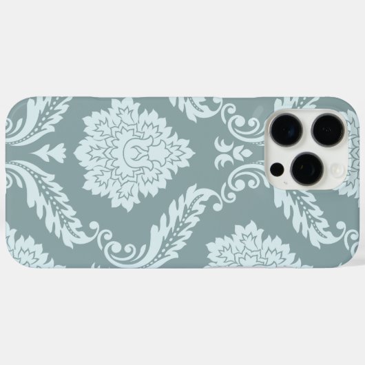Coques Case-Mate iPhone Rococo Damask Art I Duck Egg Blue+Teal (Verso (horizontal))
