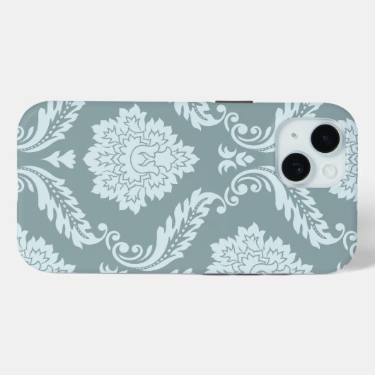 Coques Case-Mate iPhone Rococo Damask Art I Duck Egg Blue+Teal (Verso (horizontal))