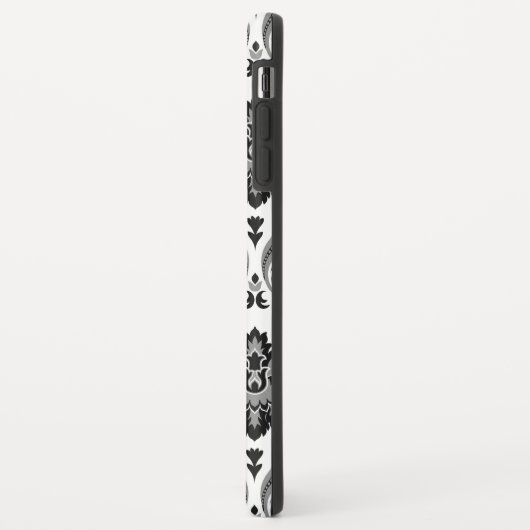 Coques Case-Mate iPhone Rococo Damask Pattern Grey Black White (Dos/Gauche)