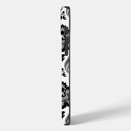 Coques Case-Mate iPhone Rococo Damask Pattern Grey Black White (Verso / Gauche)
