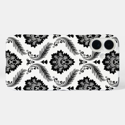 Coques Case-Mate iPhone Rococo Damask Pattern Grey Black White (Verso (horizontal))